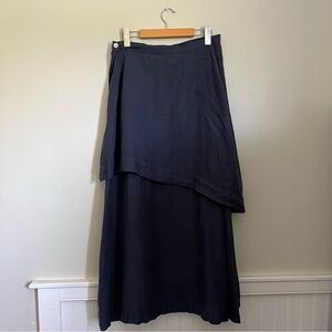 Elegant Navy Linen Blue Women's Skirt